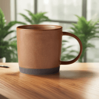 Brown coffee cup on a desk
