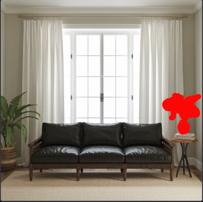 Masking process showing selected objects
