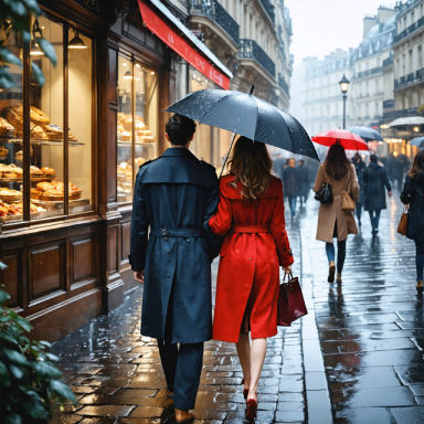 Couple Walking in Rain